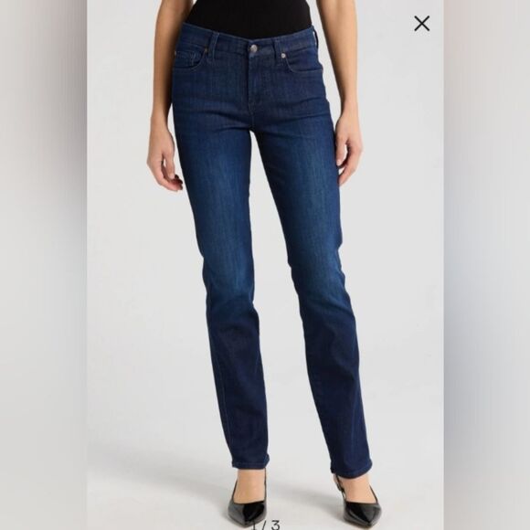 7 FOR ALL MANKIND WOMEN'S STANDARD STRAIGHT LEG DARK BLUE JEANS SZ.33 EUC. - Picture 1 of 12